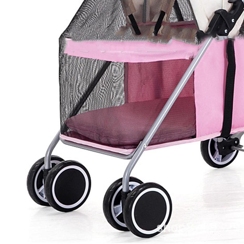 Haustierwagen Outdoor Tragbar Faltbar Kleiner Haustierwagen für Hund Katzen Maus Kaninchen Rosa