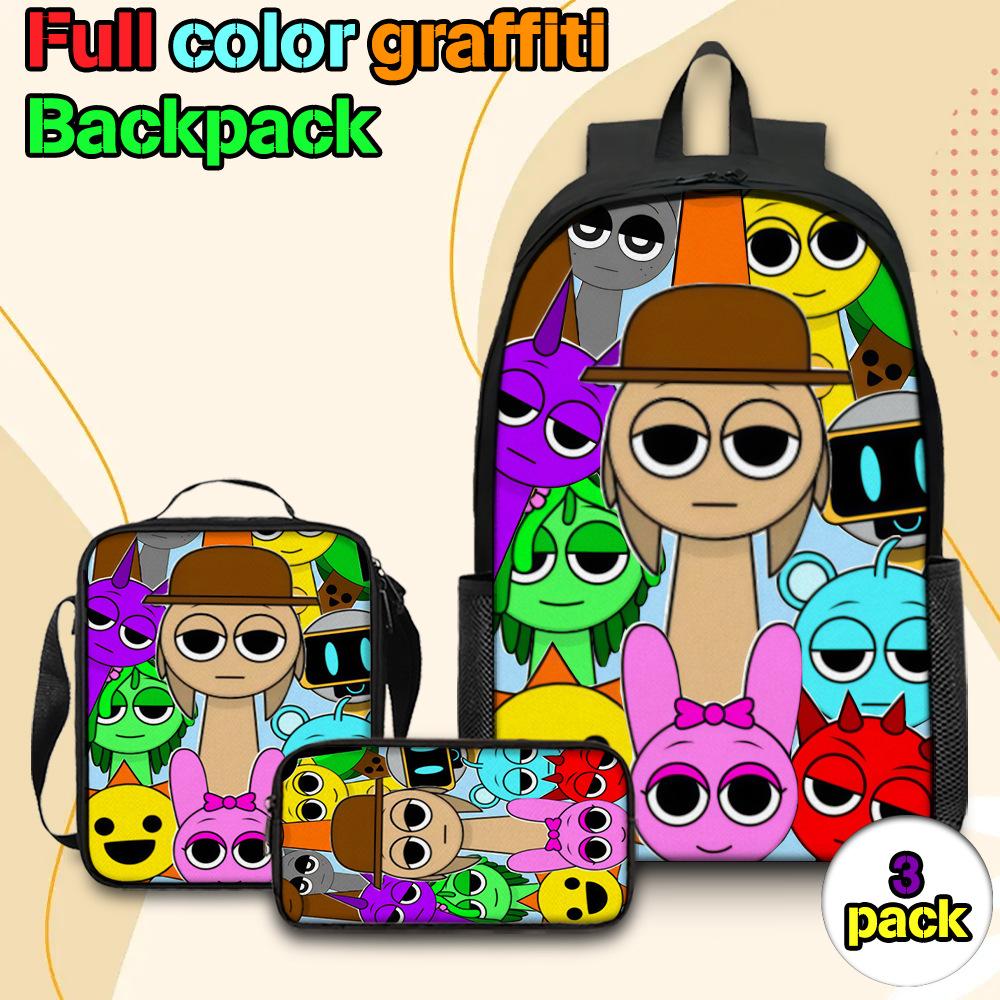 Sprunki Rhythm Box Backpack Primary School Third and Fourth Grades Lightweight Student School Bag L