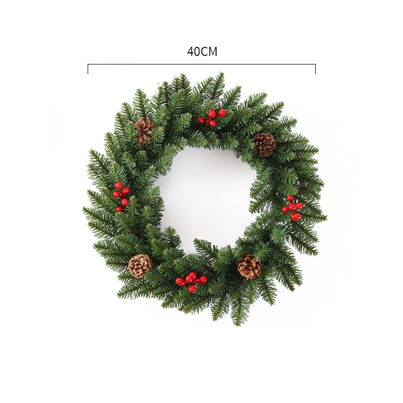 118236in Christmas Wreath Snowy Red Ribbon Berries Pine Cone Decor Xmas Gift
