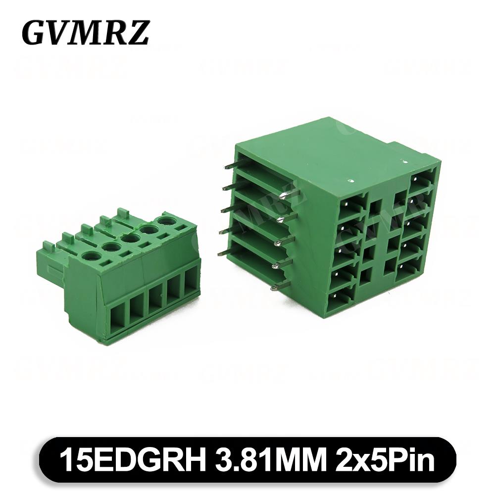5Set 15EDG KF15EDGRH 3.81mm 2x2 ~ 2X12 pin Double row pluggable terminal block PCB welding plate Plug + Pin Socket
