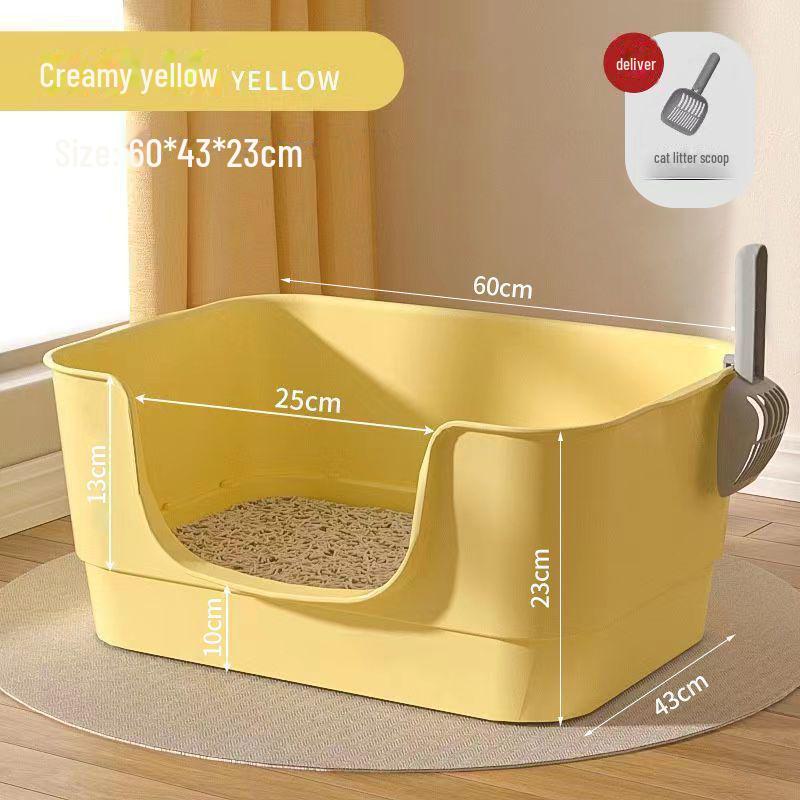 Extra Large Semi-Enclosed Splash-Proof Cat Litter Box for Maine Coons