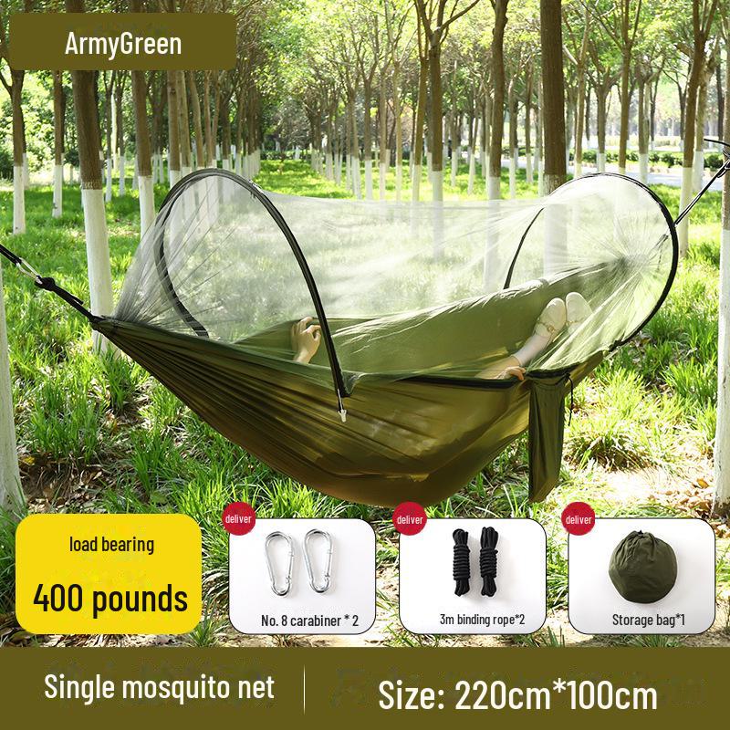 """Schnellöffnende Mückendichte Outdoor-Hängematte mit Netz - Einzel-/Doppel-, Kippsicher, Nylon"""