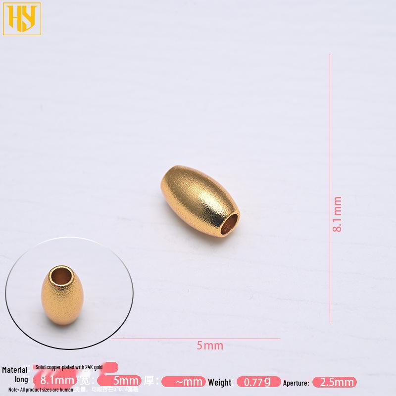 Copper-Plated 24K Gold Frosted Oval Beads for Handmade Jewelry