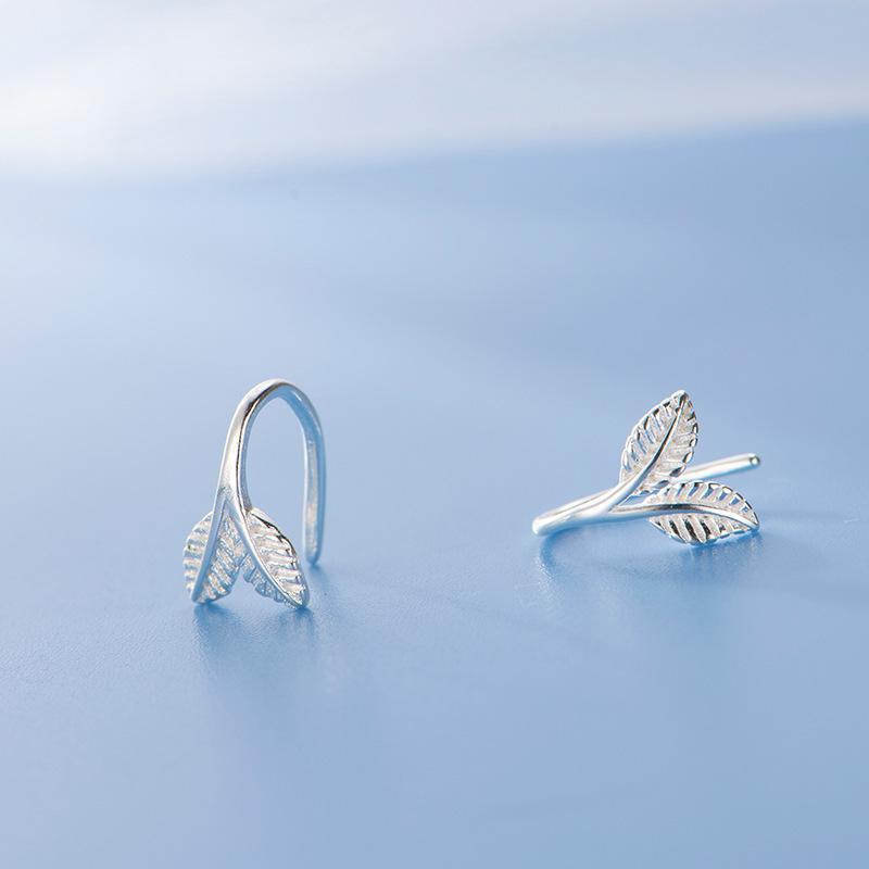 

Fresh Leaf Stud Earrings for Women Sprout Ear Cuff Nature Simple Student Jewelry