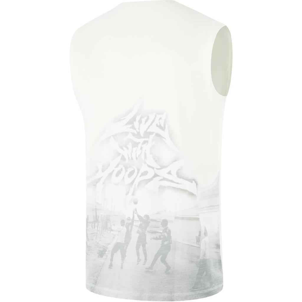 Li Ning Basketball Series Printed Letter Round Neck Comfortable Breathable Loose Sports Vest Men Vests Off-White AVSU027-2