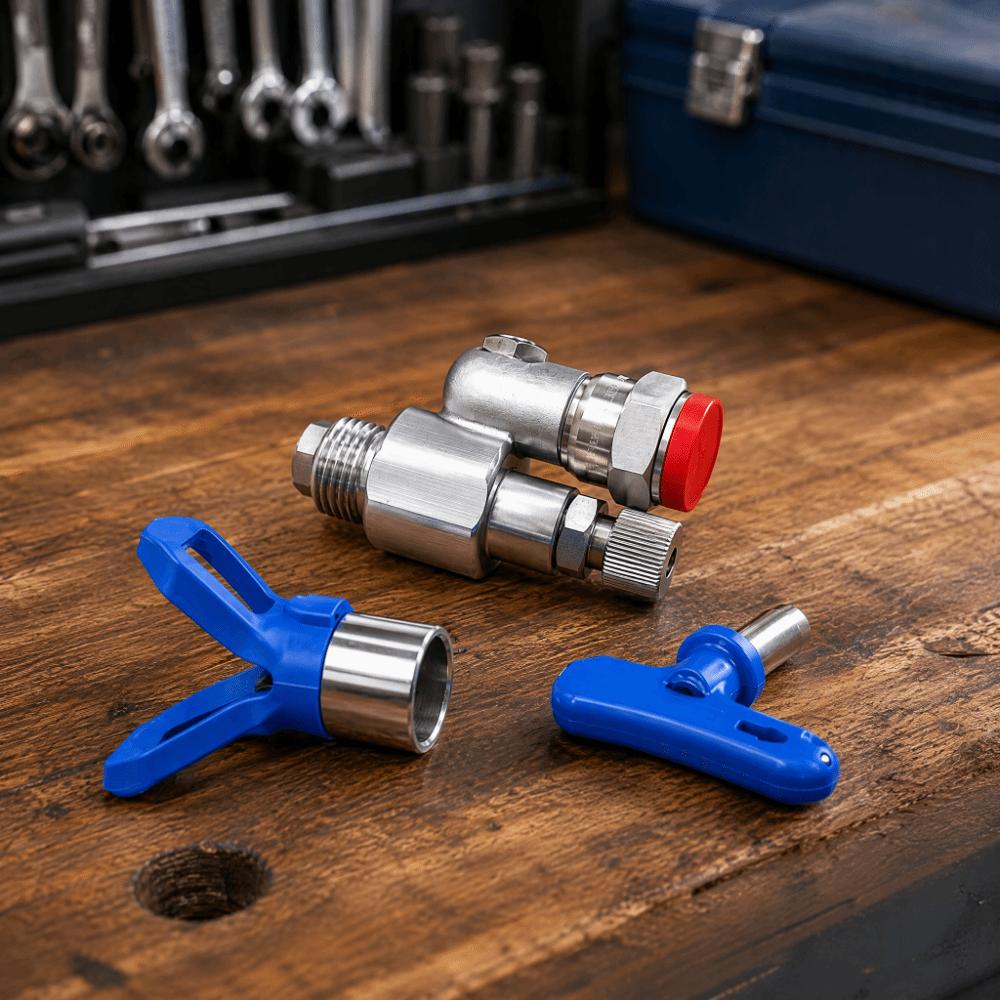 180° Stainless Steel Shut Off Valve 7/8” Size Anti-Spitting Valve  For Paint Sprayers