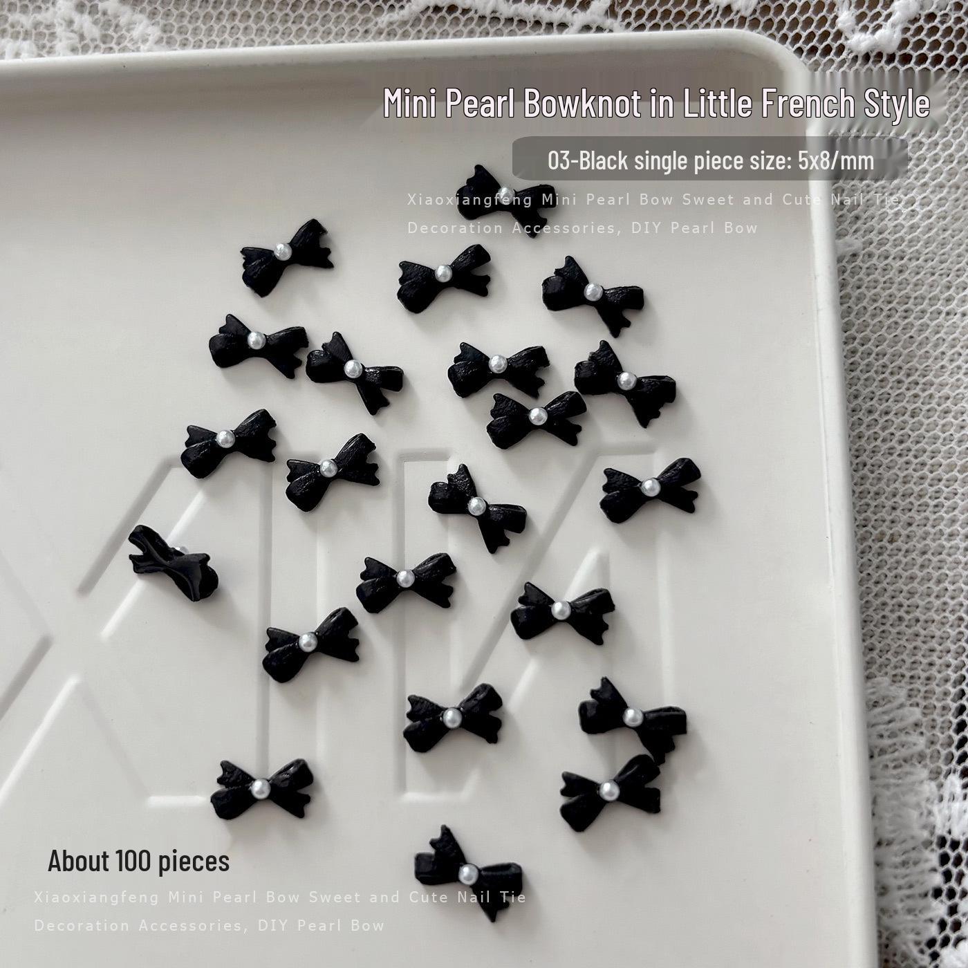 Mini French Pearl Bow Nail Art Decorations - Sweet and Versatile Bow Tie Designs for Nails