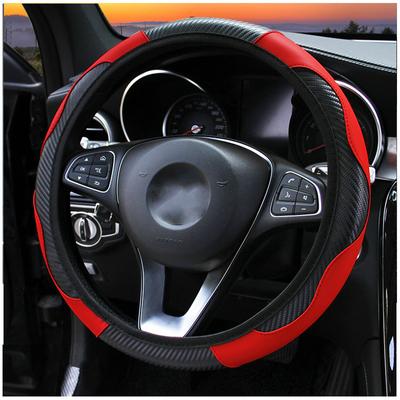 New Car Steering Wheel Cover Carbon Fiber Breathable Anti Slip PU Leather Universal 37-38cm Steering Covers
