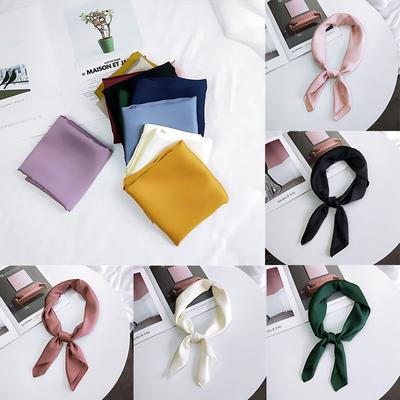 Profesyonel Başörtüsü Düz Renk Yaz Havlusu kadın Küçük Kare Moda Bahar Kore Tarzı Sonbahar Tüm Eşleşen Çalışma Küçük Ipek Eşarp