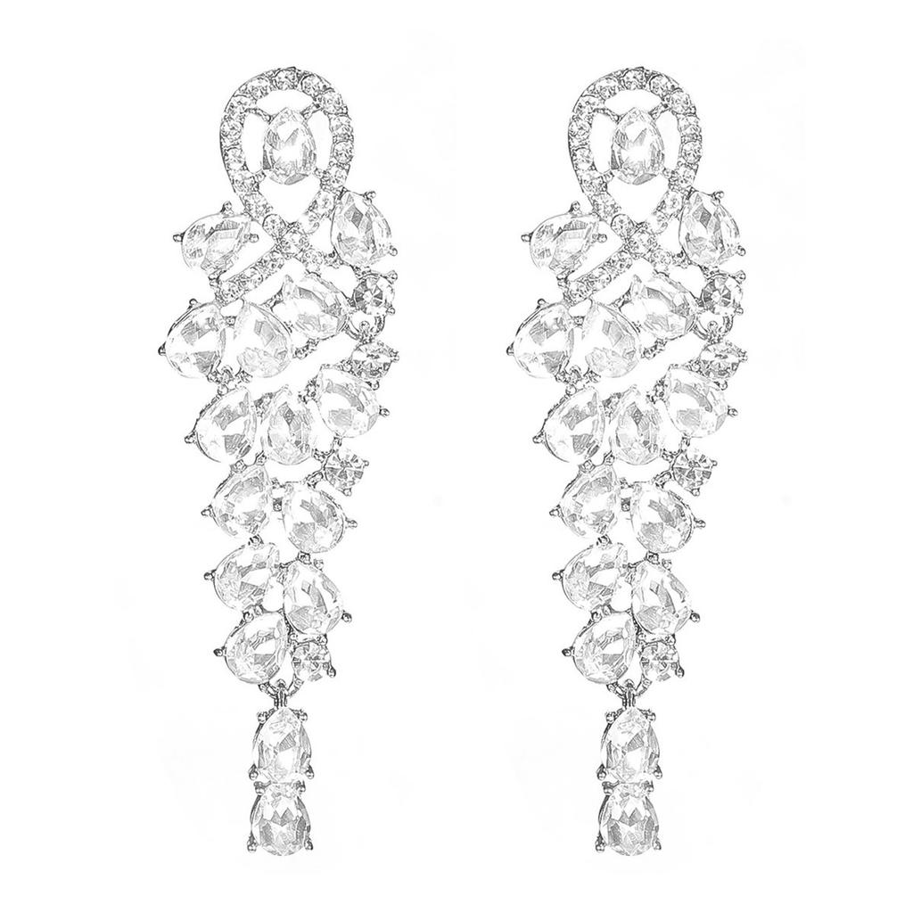 Fashion Source, Stained Glass Rhinestone Earrings Women, Exaggerated Shiny Earrings Earrings