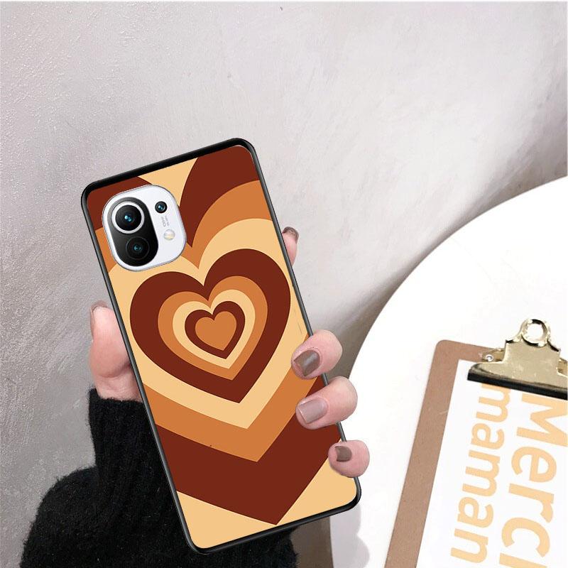 

Коричневый Чехол для телефона с кругом в виде сердца для Xiaomi 12 Mi 10T 11T 11 Pro 10 10T 11 lite 10pro 11Ultra Poco X3 Pro Poco F3 M3 Xiaomi 12