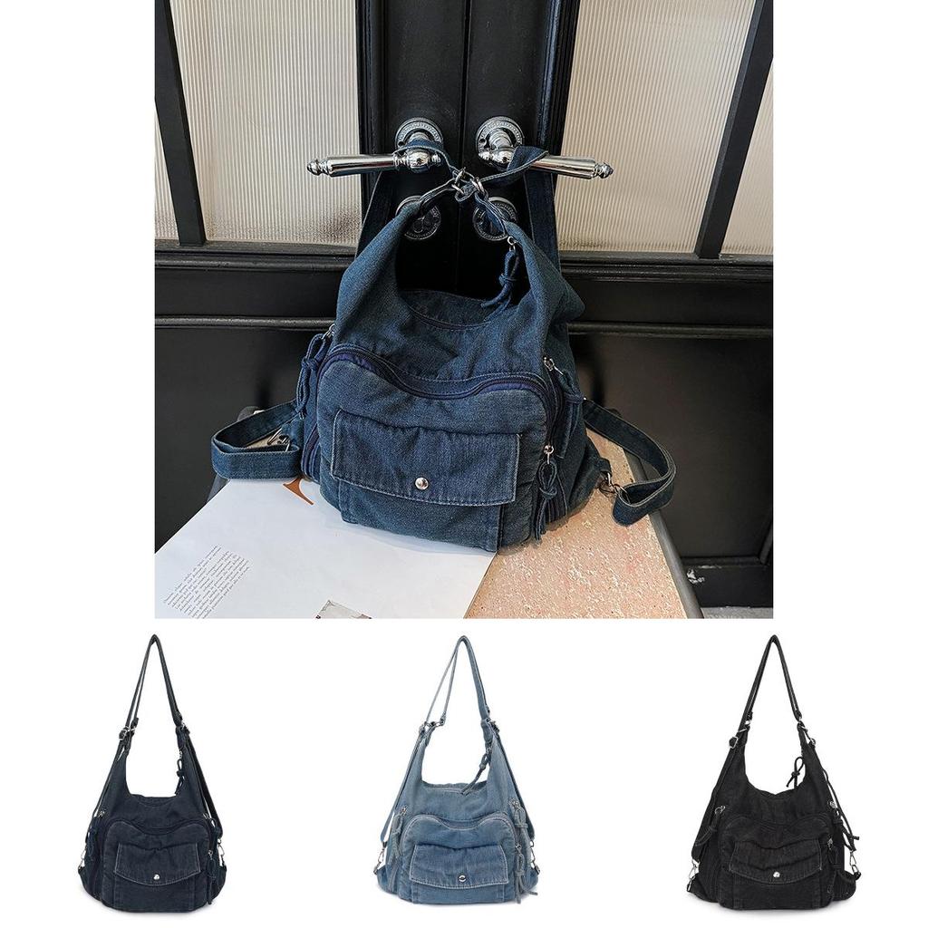 Minimalistische Denim-Tasche mit großer Kapazität und mehreren Taschen für den täglichen Gebrauch