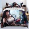 Tifa Aerith Sexy Girl Lace Cartoon Game Comforter Bedding Set,Duvet Cover Bed Set Quilt Cover Pillowcase,Queen Size Bedding Set