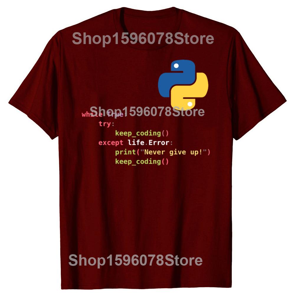 Funny Motivational Python programming T-shirts Men Women's Fashion Oversized Tshirt 100% Cotton Loose C++ Coder Computer T Shirt