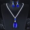 Elegant Fanta Padparadscha Full Diamond Bridal Jewelry Set Necklace Earrings Ring For Wedding