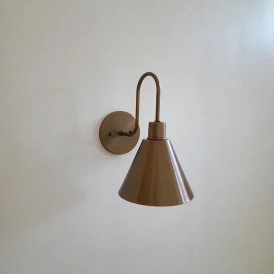 Minimalist Raw Brass Cone Wall Sconce – Handmade Modern Lighting