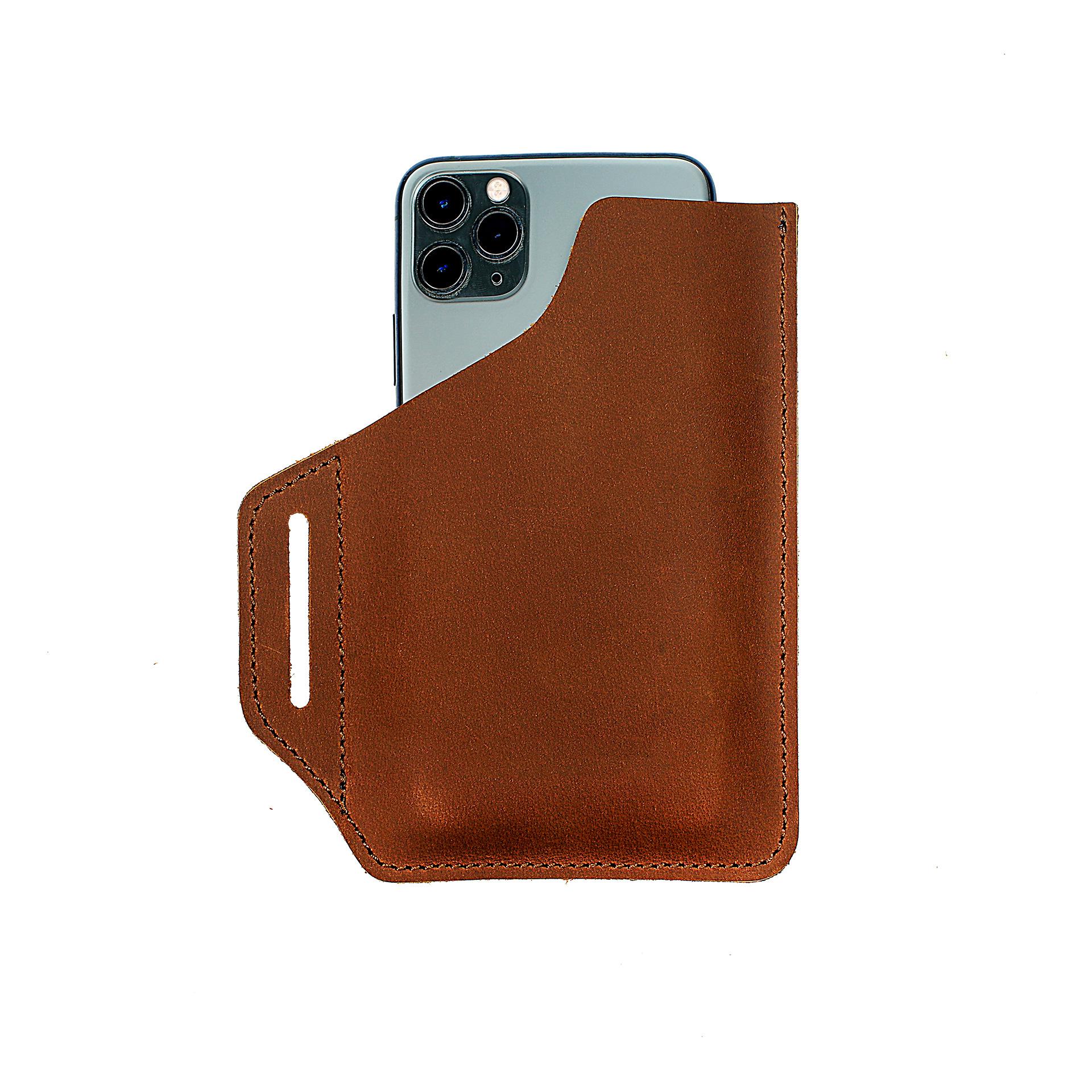 

Leather Mobile Phone Bag Portable, Small, Simple And Fashionable Commuter Mobile Phone Bag Pure Hand-Stitched Cowhide High-End коричневий
