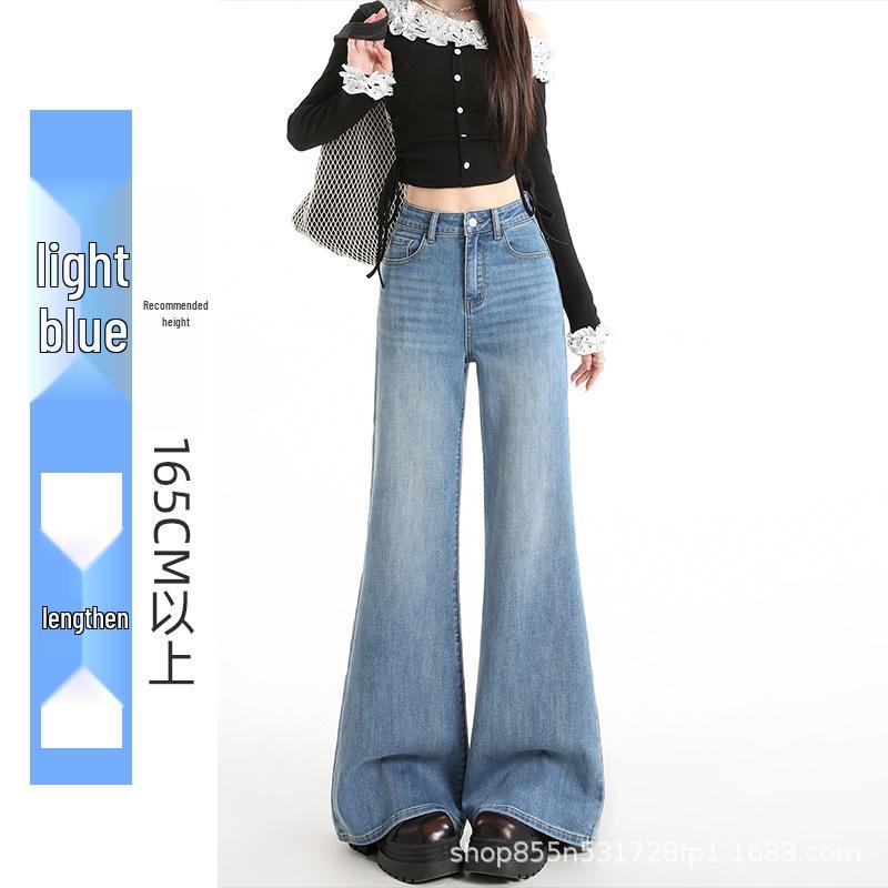 Women s Retro Blue High-Waisted Micro-Flare Jeans - Spring 2026 Edition Small