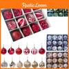 Cheerful 12/24pcs Christmas Tree Baubles Decorative Glitter Ornaments Set