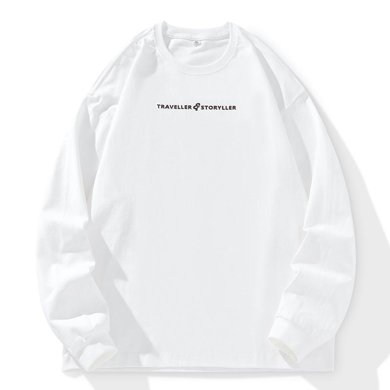 

Футболка с длинными рукавами из американского ретро-хлопка, мужская, свободного покроя, большого размера, осенняя, с круглым вырезом, модный свитер с принтом 4XL белый