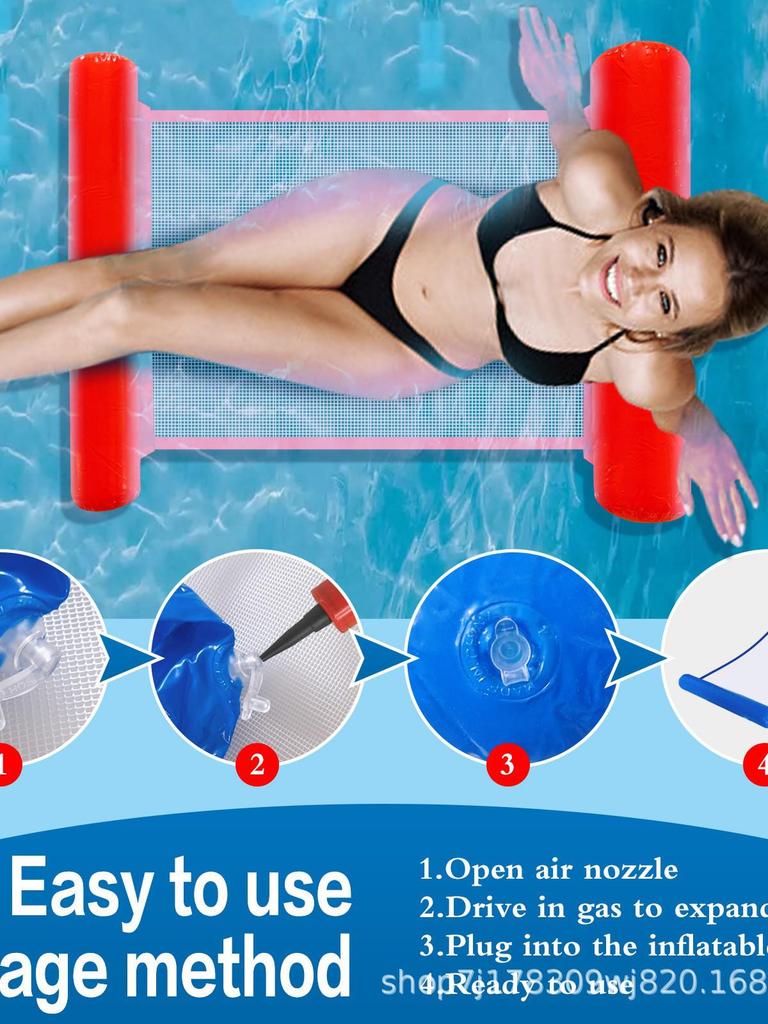 Foldable Inflatable Pool Hammock with Backrest, Dual-Use Floating Mat & Water Lounger