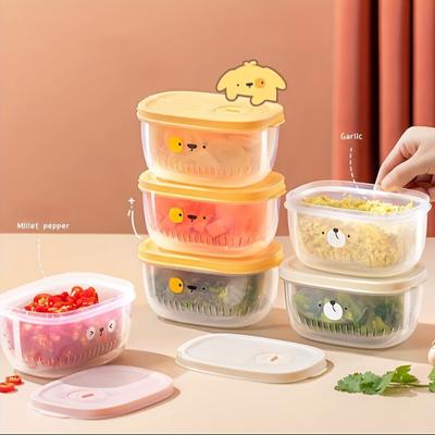 1pc Fridge Storage Box Food Grade BPA Free Leakproof Fresh-keeping with Lid Refrigerator Fruit Vegetable Container Storage Box