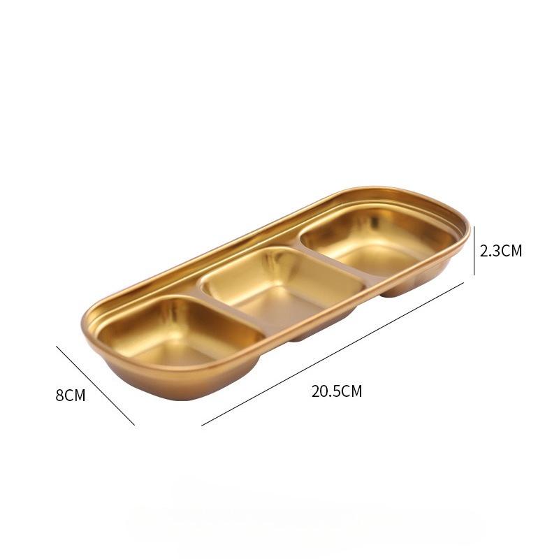 304 Edelstahl Koreanische Art Speiseteller, Goldener Dipteller Saucenplatte, Grillgeschirr Multifunktionales Geschirr