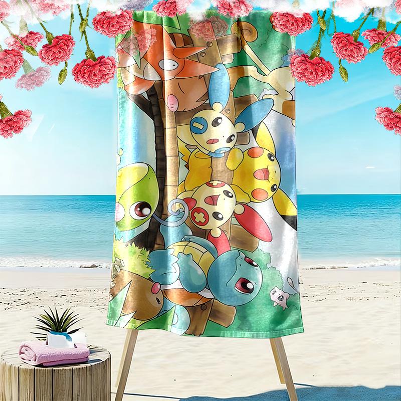 Pokémon Print Beach Towel, Large Soft Quick Dry Towel for Beach Camping Swimming