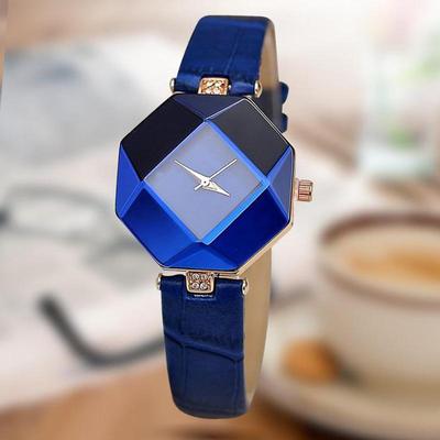 Fashion 5 Color Women's Watch Diamond Watch Quartz Leather Watch Ladies Temperament Cut Geometry Crystal Watch