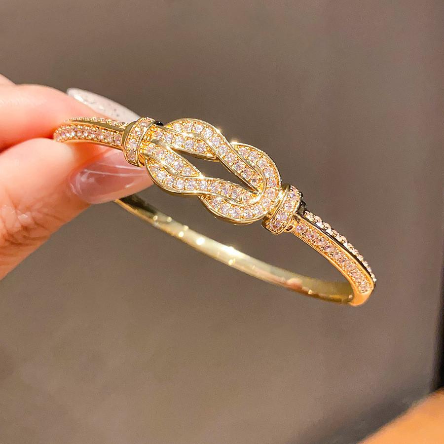Fashion Geometric Zircon Crystal Gold Plated Bracelet With Elegant Style For Women
