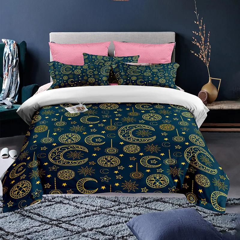 Ramadan Duvet Cover King Queen Religious Themed Quilt Cover Muslim Believer Polyester Bedding Set Pillowcases Brownish Yellow