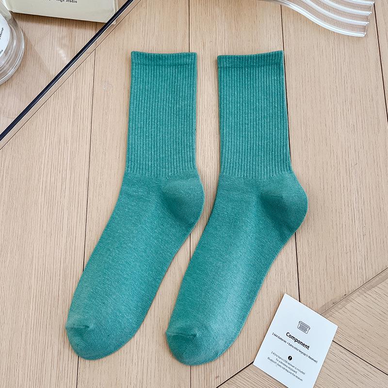 Bunte Damen Baumwoll Kniehohe Tanzsocken: Macaron Bonbonfarbe, Wadenlang, Japanischer Stil