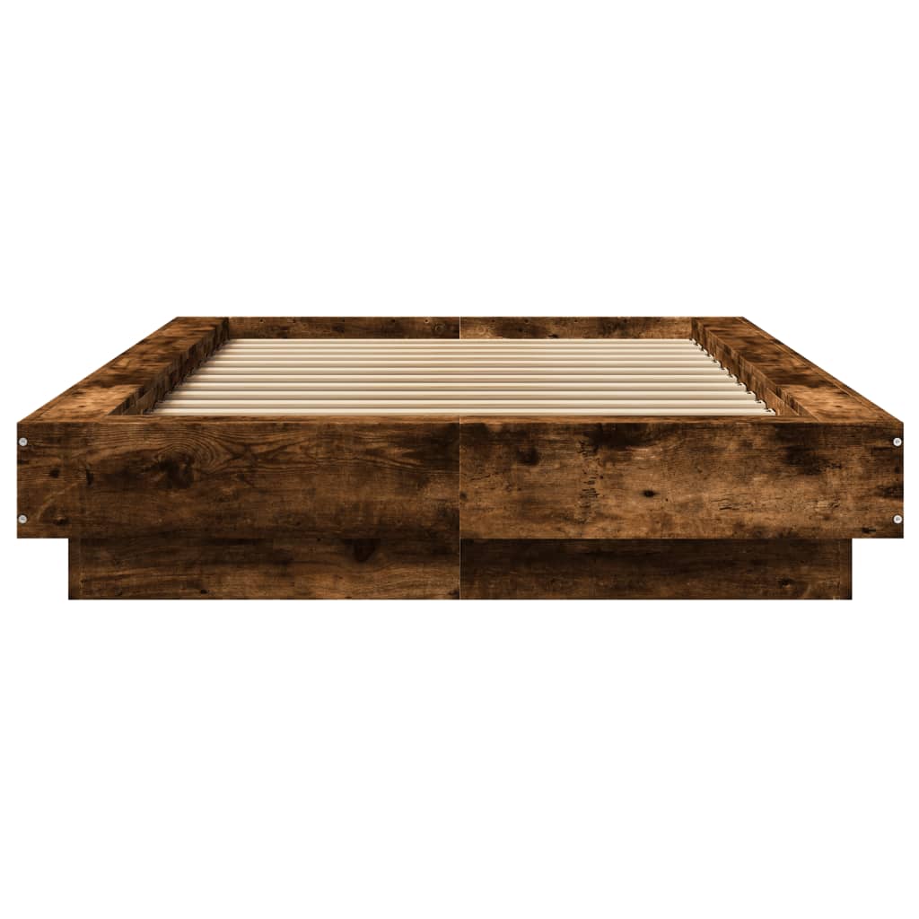 Vidaxl Rama Łóżka Z Led, Przydymiony Dąb, 90X200 Cm
