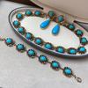 Turquoise Vintage Jewelry Set, Western Antique Retro And Old Medium And Antique Style Return Necklace Set.