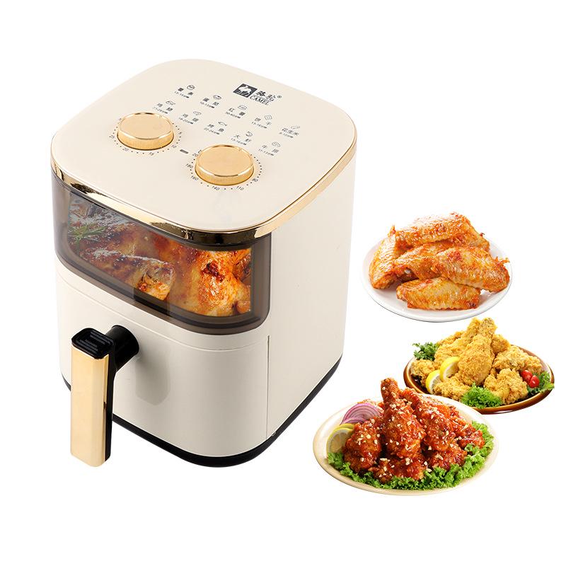 Camel 6L Air Fryer: Large Capacity Electric Oven In Rice White for Baking and Frying. Ideal Gift with Visual Display.