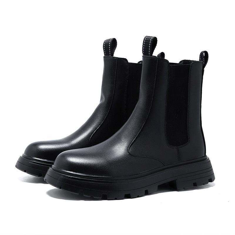 New Platform Chelsea Boots Medium Tube Muffin Martin Boots Men's Shoes Short Tube Cigarette Boots British Style Short Boots