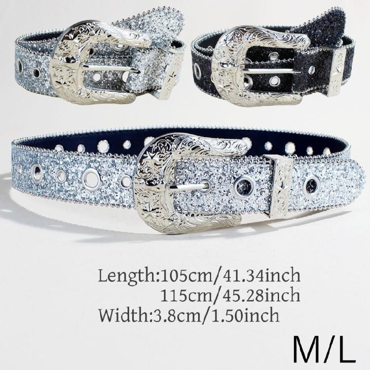 Popular Belt for Women Vintage Engraved Buckle Jeans Belt Punk Sequined Waistband for Pants Dress 2000s Waist Decors