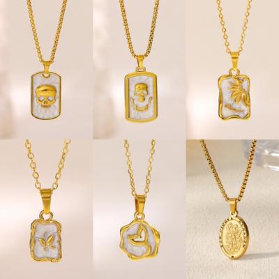 Hot-selling Dripping Oil Skull Relief Square Brand Stainless Steel Pendant Retro Personality Neutral Men's and Women's Necklace