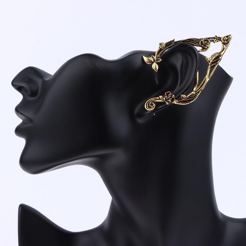 Goth Fairy Elf Ear Cuff Earrings Women Statement Vintage Piercing Clip Earring Halloween Party Jewelry Gift