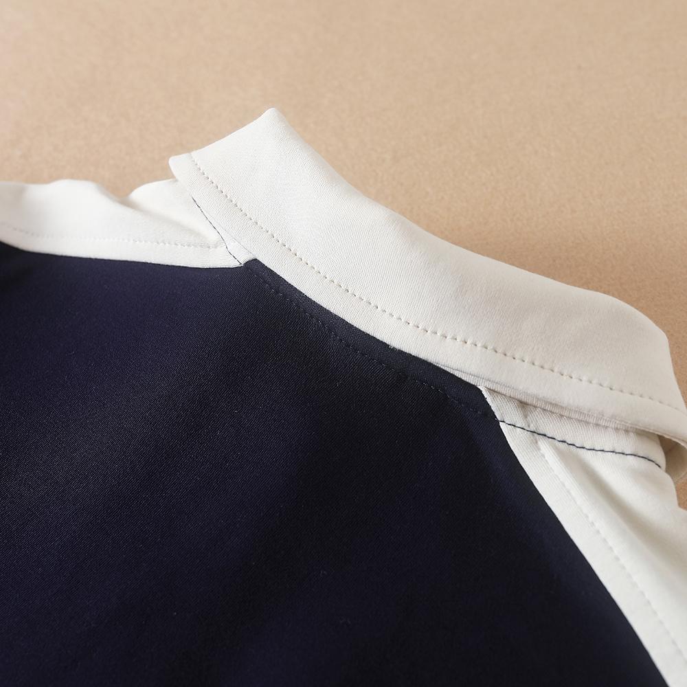 Dětská námořnicky modrá polokošile s dlouhým rukávem s bílým límečkem 2025 Nová mikina s kapucí pro děti ve věku 5-12 let