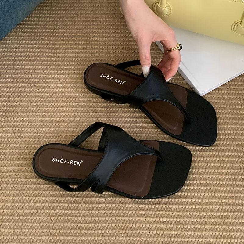 Fashion Summer Beach Female Flip Flops Women Flats Slippers Shoes Fashion Square Toe Ladies Flats Slippers Slides Sandals Shoes