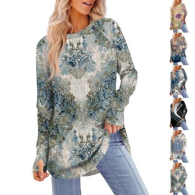 Damen Oversized Sweatshirt Grafik Pullover Langarm Übergroße Schulter Rundhals Shirt Tops Vintage Kleidung