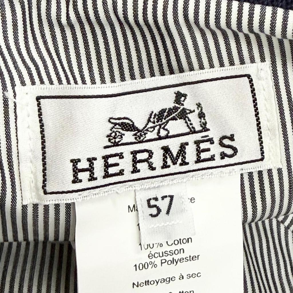 Excellent HERMES Hat EDEN Serie Parts Bucket Hat Navy Cotton Women 57 Used