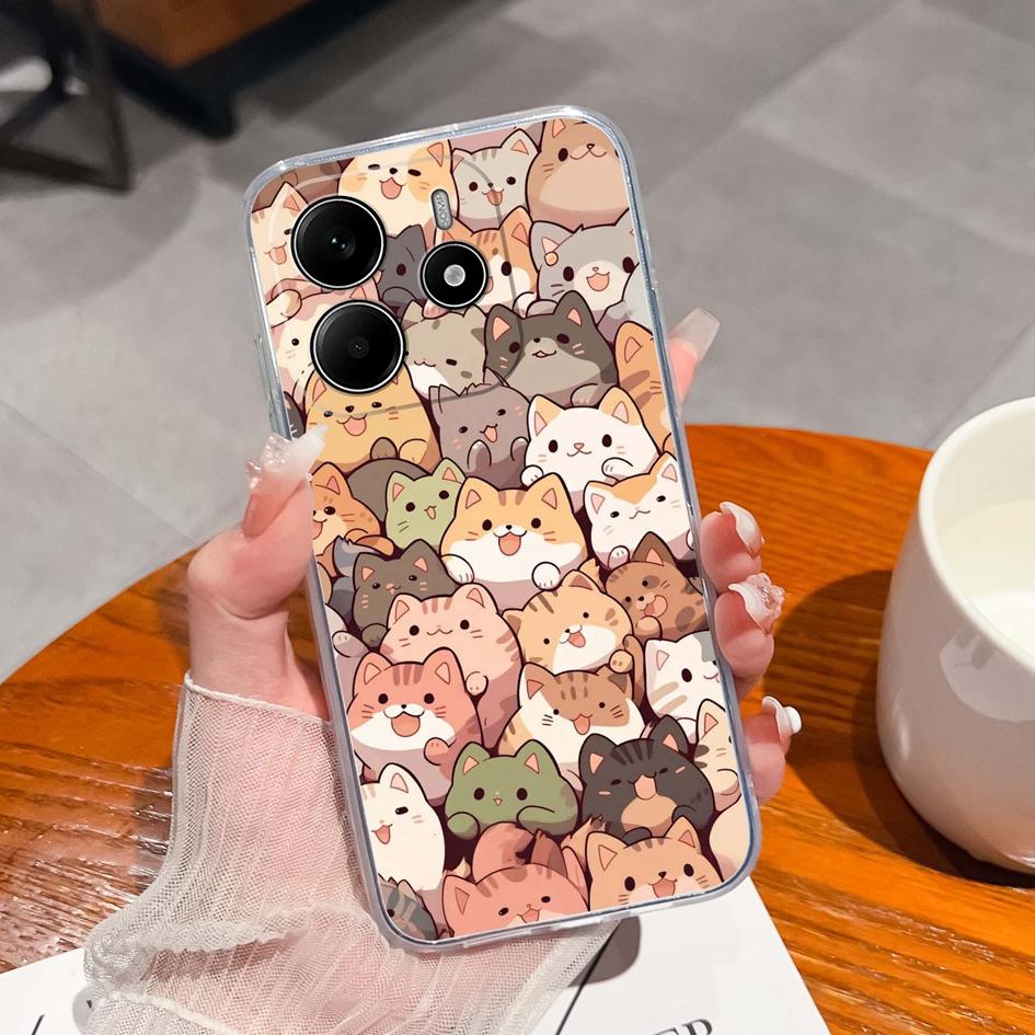 Funny Black Cat Back Covers For Redmi Note 14 Pro Plus A3 K80 Pro A4 14R New Phone Case Aesthetic Design Liquid Silicone Soft Housing For Redmi Bumper