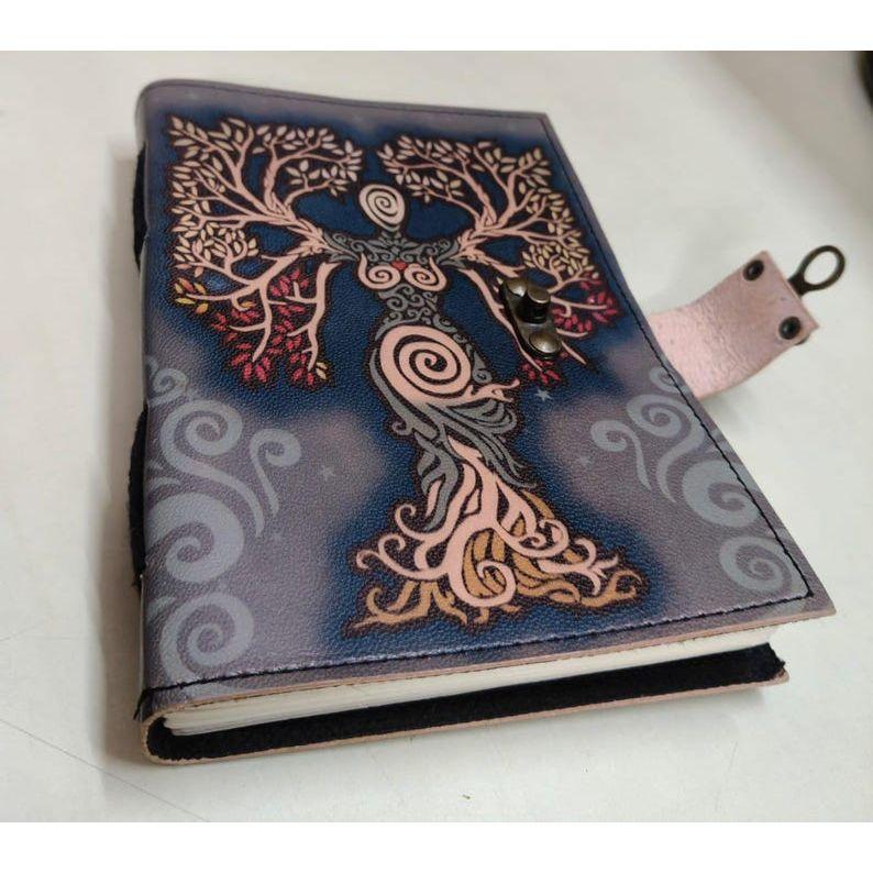 Journaux Spirituels en Cuir – Visage de Bouddha, Arbre de Vie & Œil Maléfique Mystique | Carnet de Bord Vintage Verrouillé Fait Main