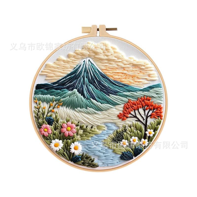New Landscape Embroidery Diy Handmade Material Bag Fabric Creative Handmade Needle And Thread Set