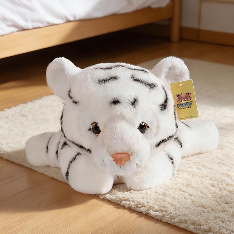 Cross-Border White Tiger Stuffed Plush Toy - Sleeping Pillow for Men s Birthday Gift 18cm-0.15kg