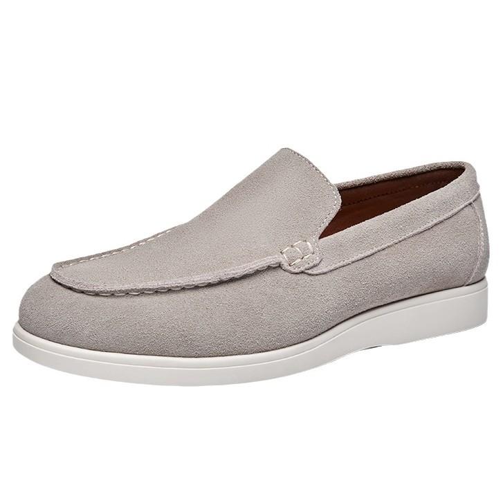 British Style Matte Beef Anti-Velvet Loafers Men'S Genuine Leather One-Pedal Overshoes Lazy Casual Beanie Shoes