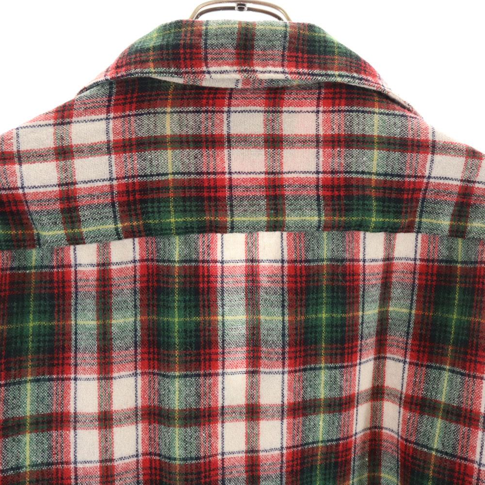 WESTERN GENTLEMAN 70s Wool Blend Flannel Vintage Check Pattern Long sleeve skipper shirt Men's Used