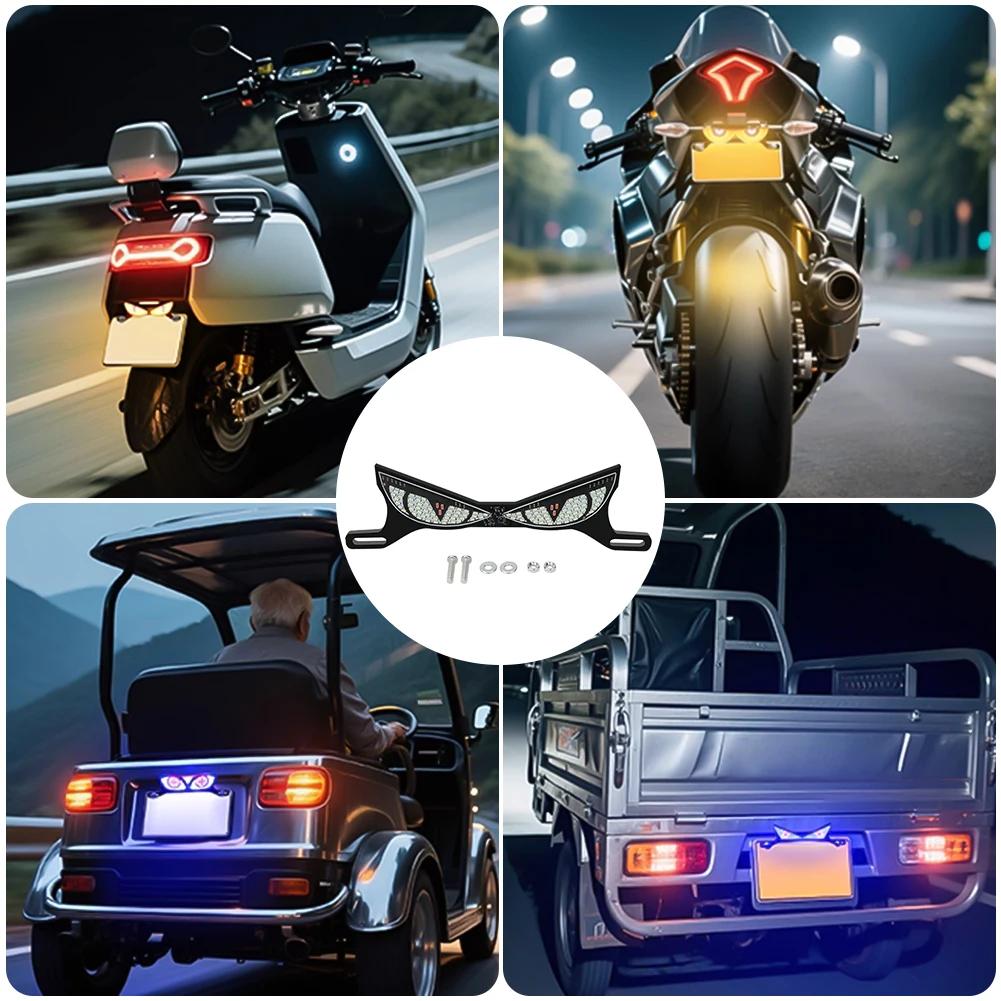 12V Motorcycle License Plate Tail Light Modified Decorative Atmosphere Lamp LED Devil Eye Strobe Single Lights Universal